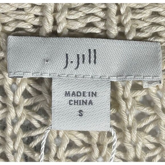 J. Jill Womens Open Knit Striped Sweater Top Small Linen/Cotton - Picture 7 of 9